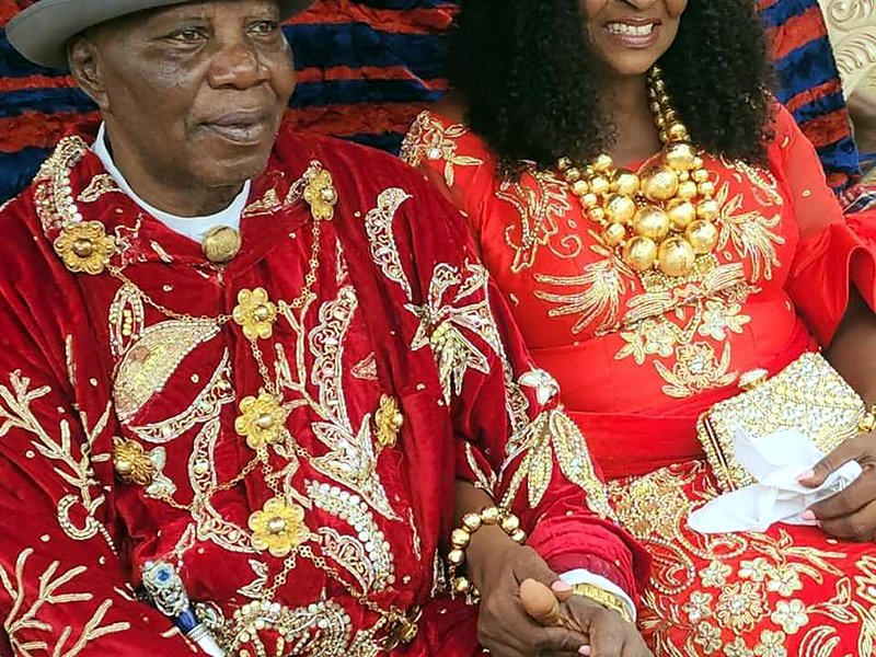 HRM King Bourdillon and his wife in royal regalia